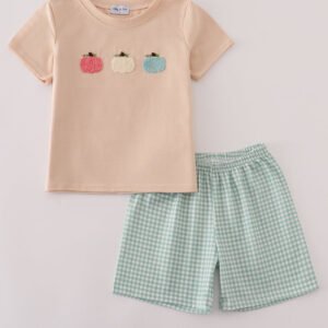 Beige french knot shorts set