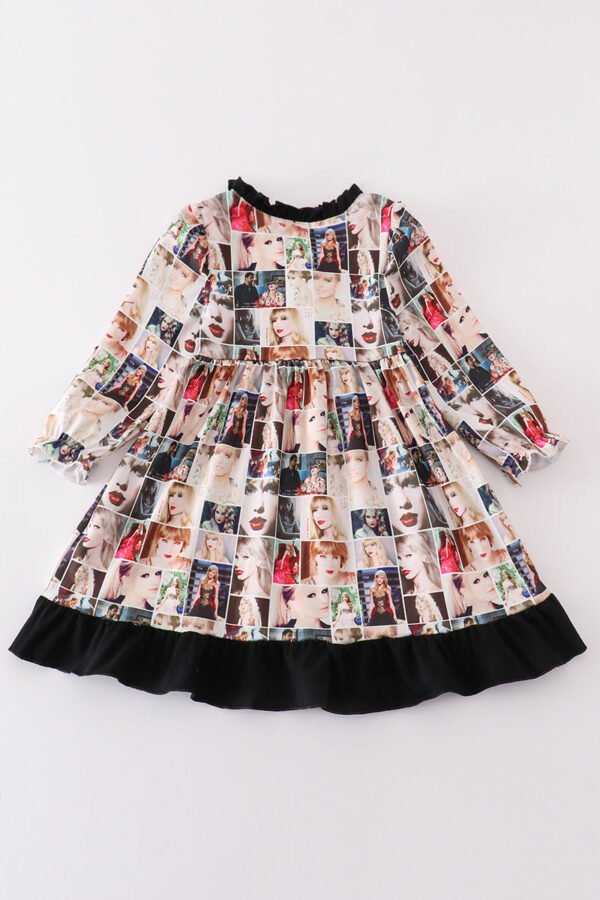 Black music fan print girl gown - Image 5