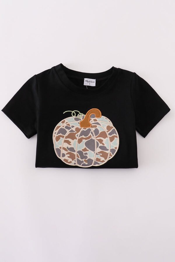 Black camouflage pumpkin applique top - Image 5