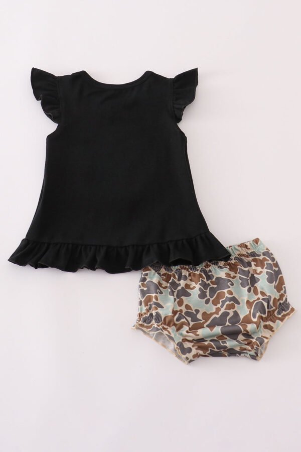 Black camouflage pumpkin applique bloomer set - Image 3