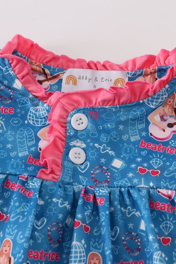 Blue music fan girl pajamas dress - Image 2
