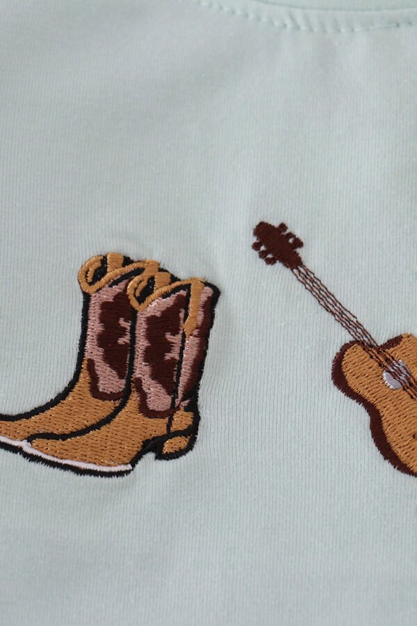 Blue boots embroidery pants set - Image 2
