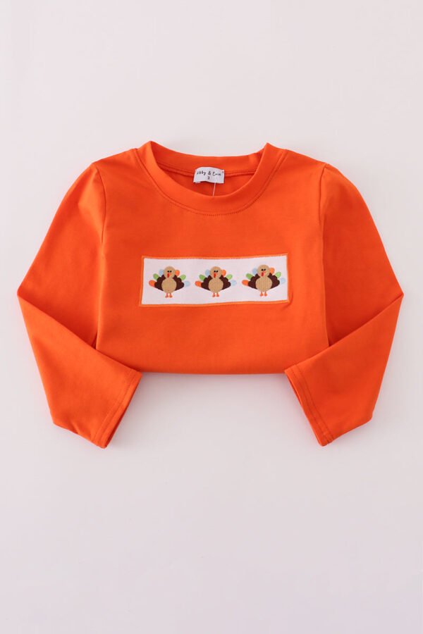 Orange turkey embroidery top - Image 5