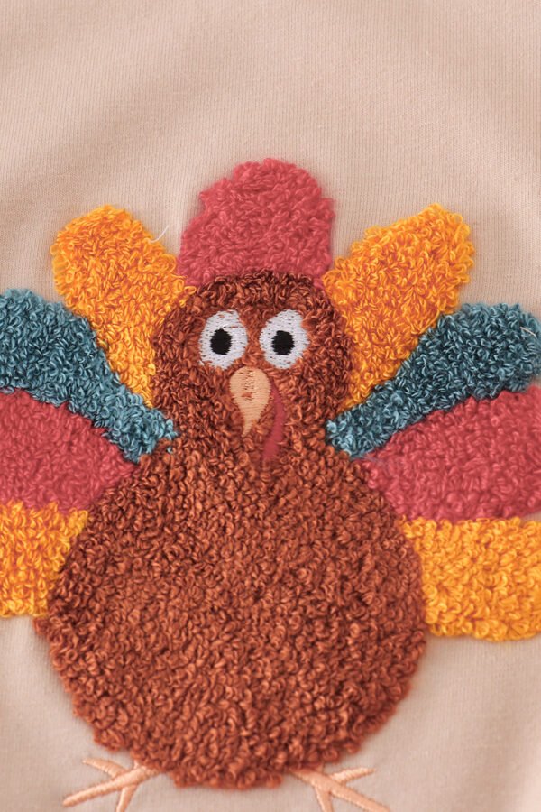 Beige turkey french knot ruffle top - Image 2