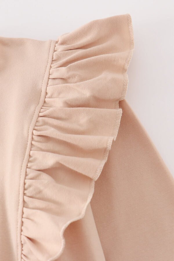 Beige turkey french knot ruffle top - Image 3
