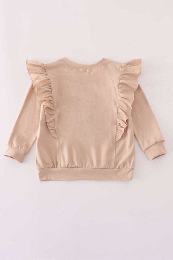 Beige turkey french knot ruffle top - Image 5