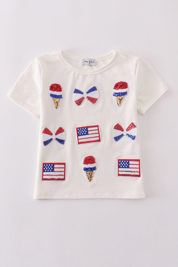 Flag bow ice-cream sequin mom&me top - Image 2