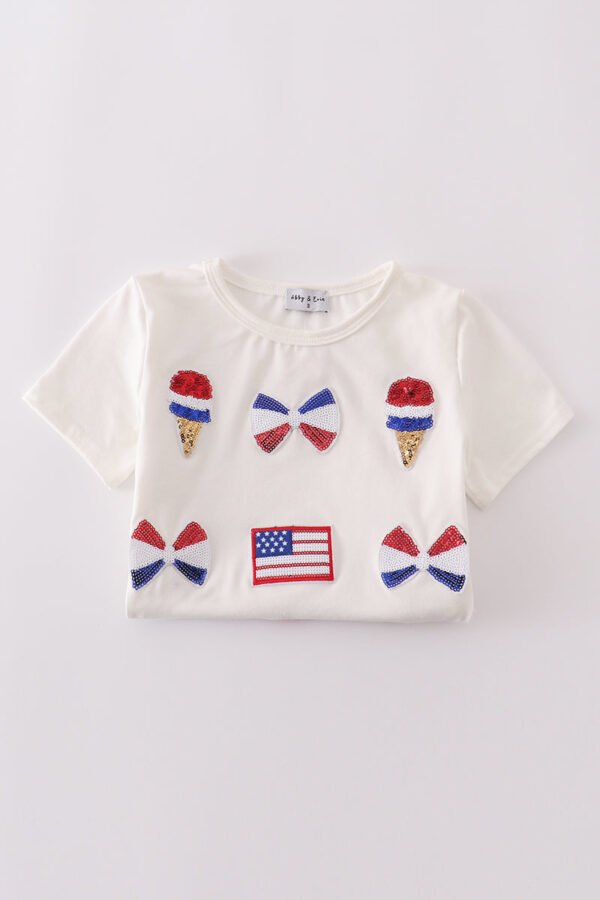 Flag bow ice-cream sequin mom&me top - Image 7