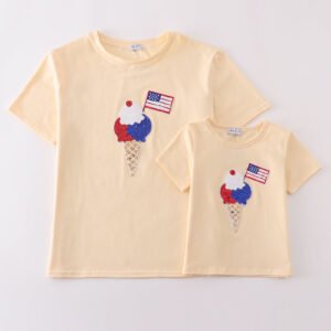 Ice cream flag sequin mom&me top