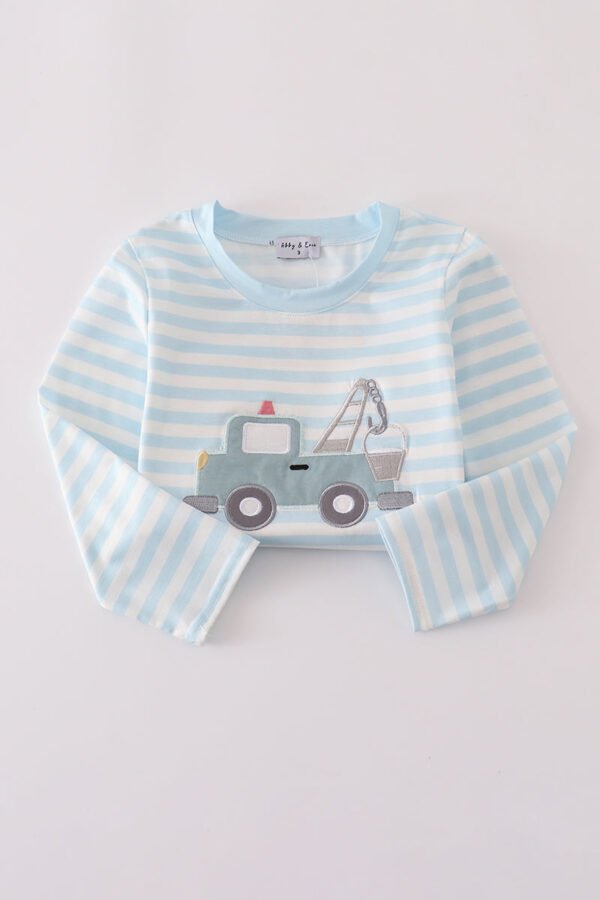 Blue crane applique stripe top - Image 5