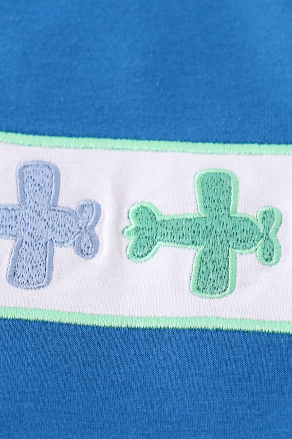 Blue airplane embroidery top - Image 2