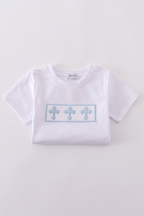 Blue cross embroider smocked set - Image 6