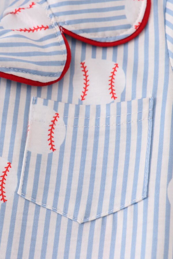 Blue stripe baseball pajamas set - Image 2
