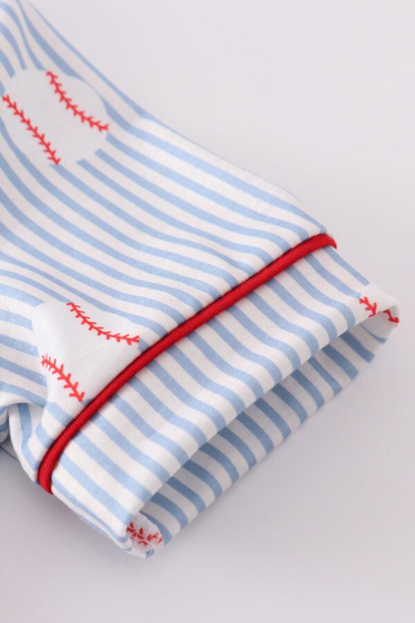 Blue stripe baseball pajamas set - Image 3