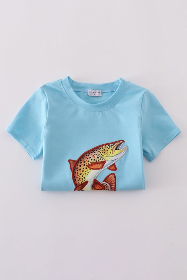 Blue fish applique top - Image 4