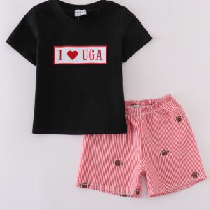 Black stripe I love UGA embroidery football set