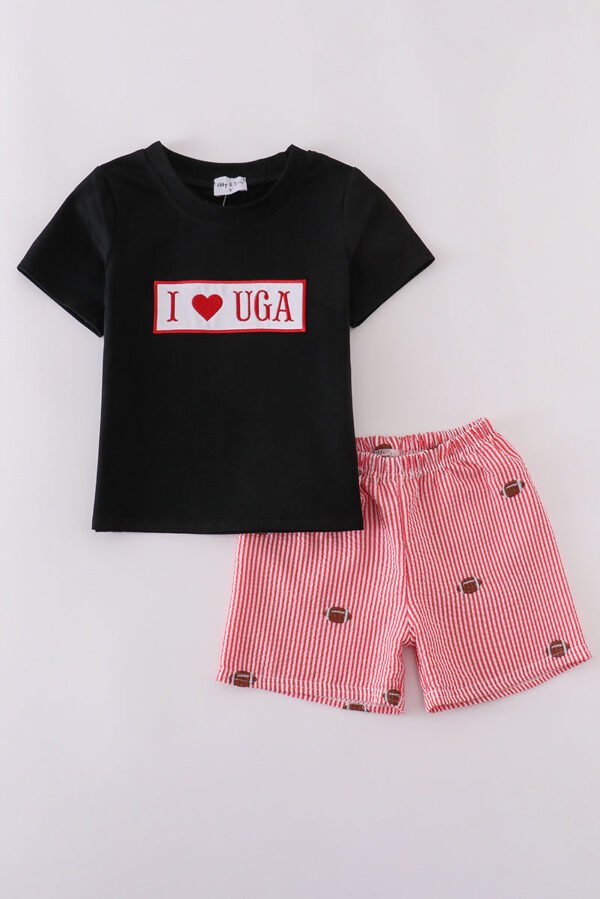 Black stripe I love UGA embroidery football set
