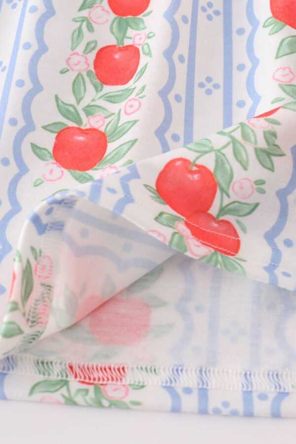 Apple print bow ruffle shorts set - Image 5
