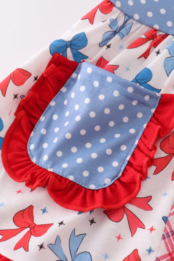 Blue bow print ruffle shorts set - Image 2