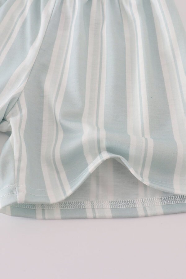 Blue flamingo embroidery short set - Image 3