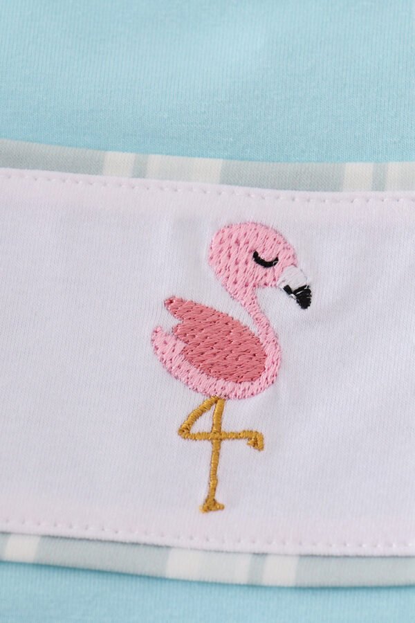 Blue flamingo embroidery short set - Image 5