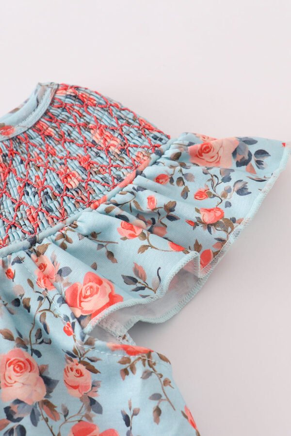 Blue floral smocked dress - Image 3