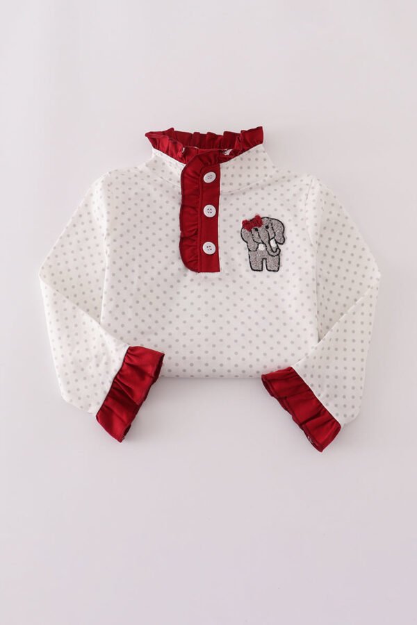 Alabama polka dot elephant french knot ruffle pants set - Image 7