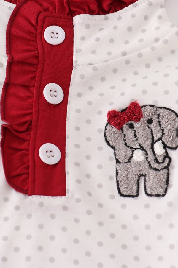 Alabama polka dot elephant french knot ruffle pants set - Image 6