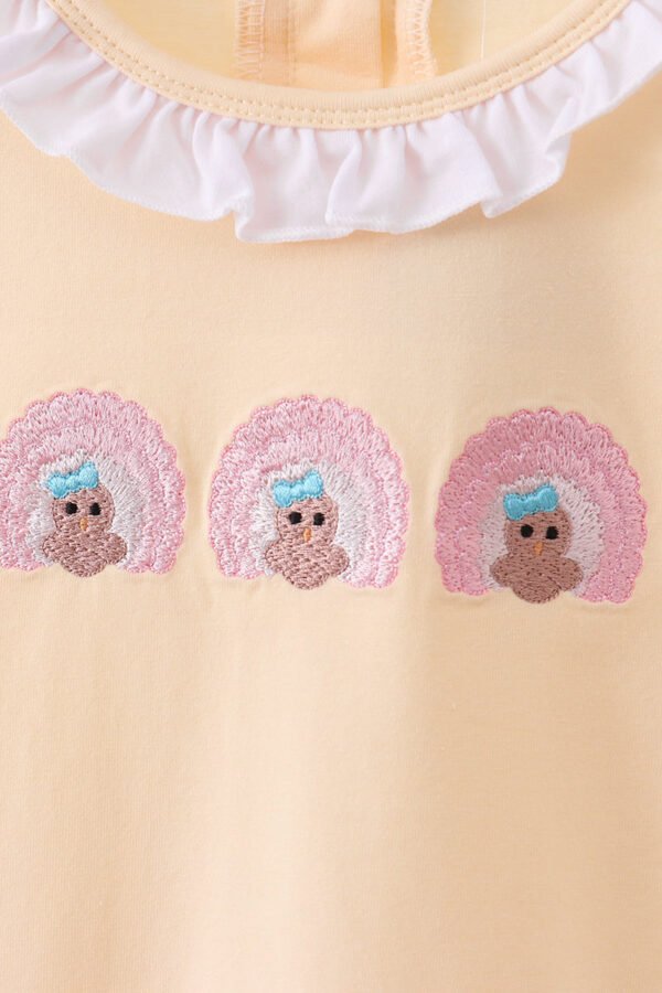 Beige turkey embroidery ruffle dress - Image 2
