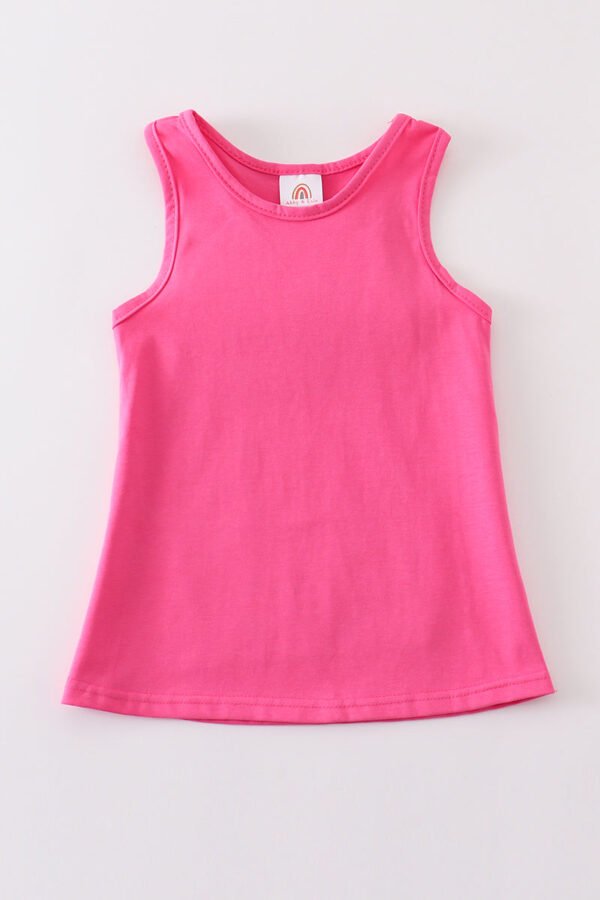 Hot pink blank basic kids teens adult tank top - Image 2