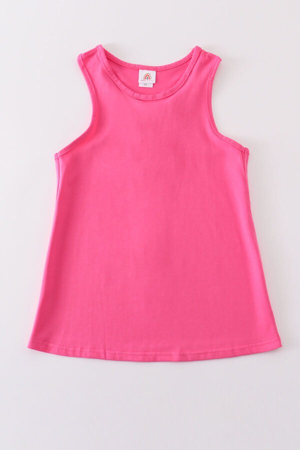 Hot pink blank basic kids teens adult tank top - Image 6