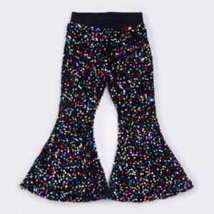 Black sequin bell pants