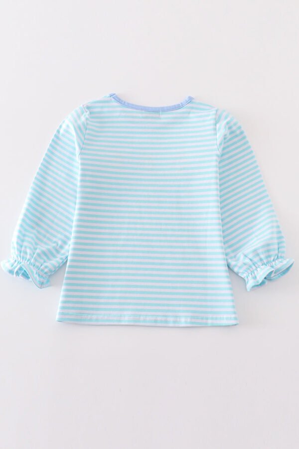 Premium Green stripe turkey embroidery girl top - Image 2