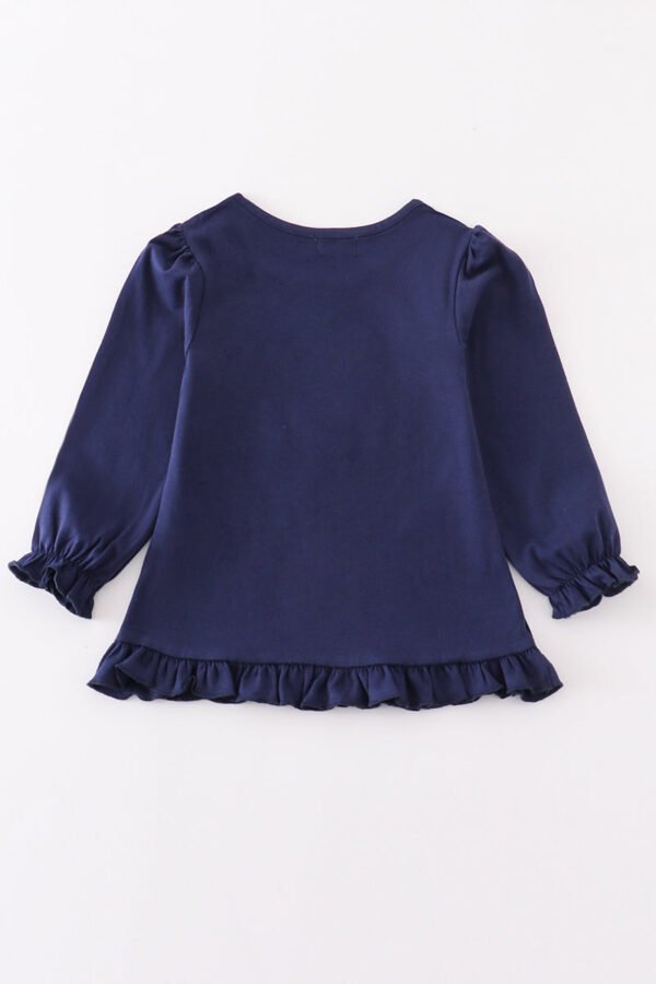 Premium Navy turkey applique girl top - Image 5