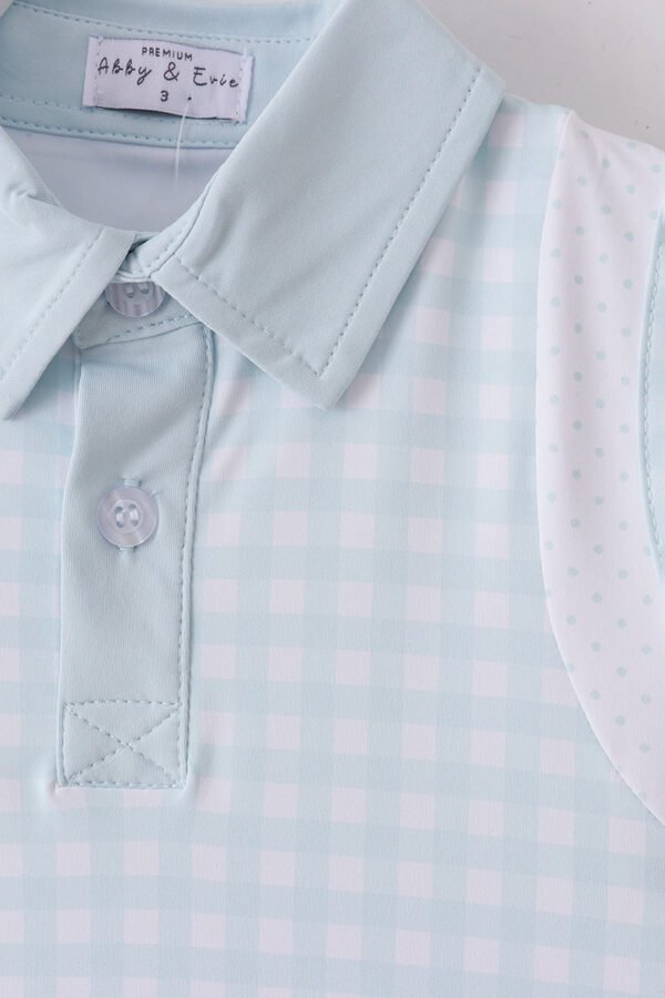 Blue active gingham shorts dress set - Image 3