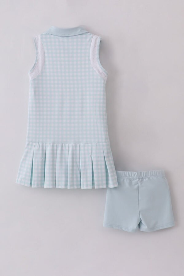 Blue active gingham shorts dress set - Image 5