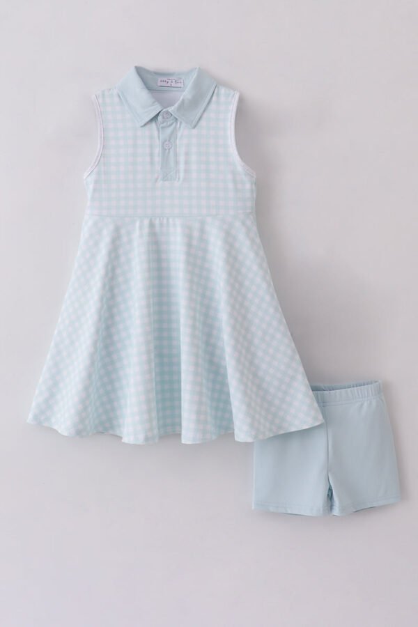 Blue active gingham dress set - Image 2