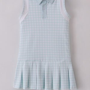 Blue active gingham shorts dress set