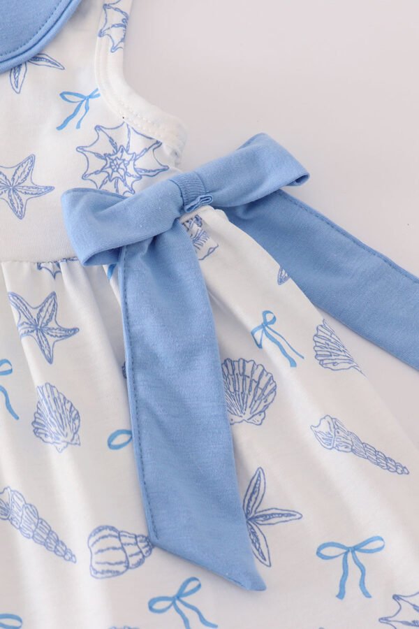 Blue seashell bow ruffle shorts set - Image 2