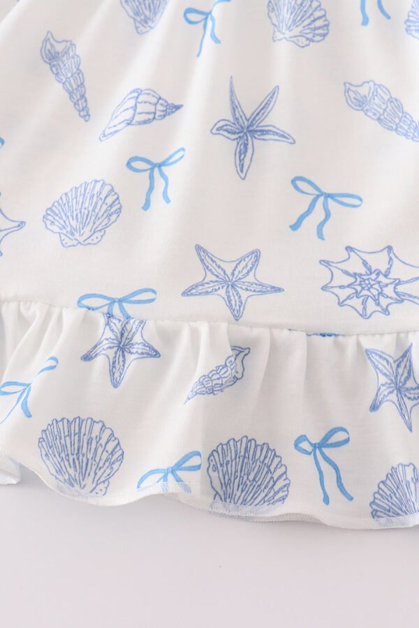 Blue seashell bow ruffle shorts set - Image 4