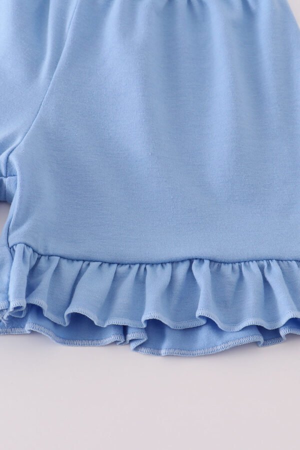 Blue seashell bow ruffle shorts set - Image 5