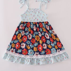 Blue floral ruffle dress