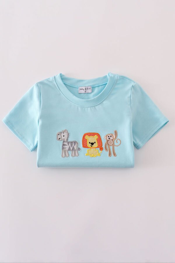 Blue animals applique shorts set - Image 6