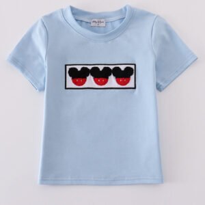 Blue character french knot top