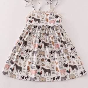 Beige farm strap dress