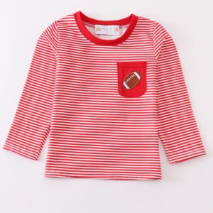 Maroon stripe football embroidery top