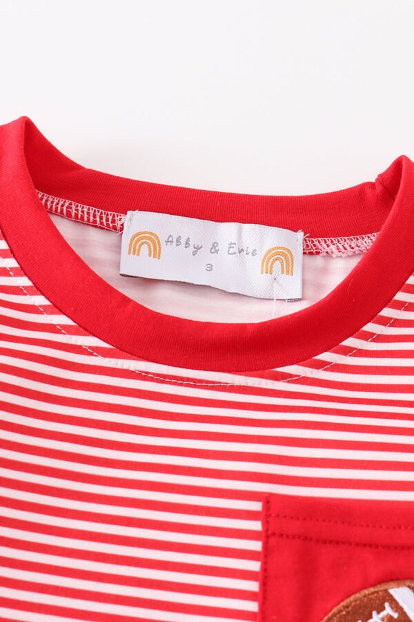 Maroon stripe football embroidery top - Image 2