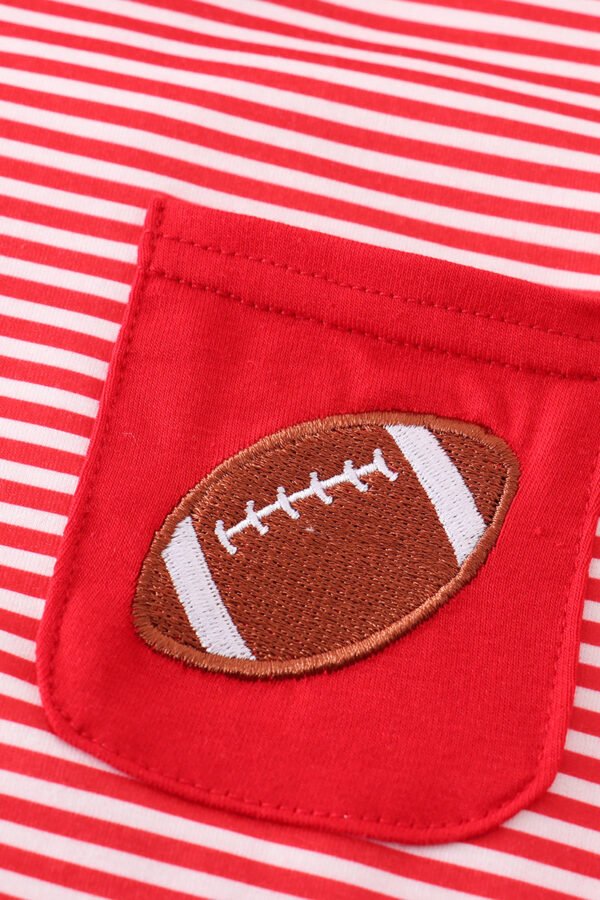 Maroon stripe football embroidery top - Image 3