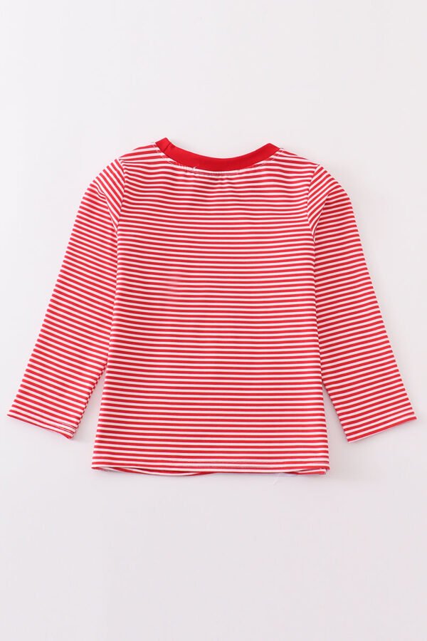 Maroon stripe football embroidery top - Image 5