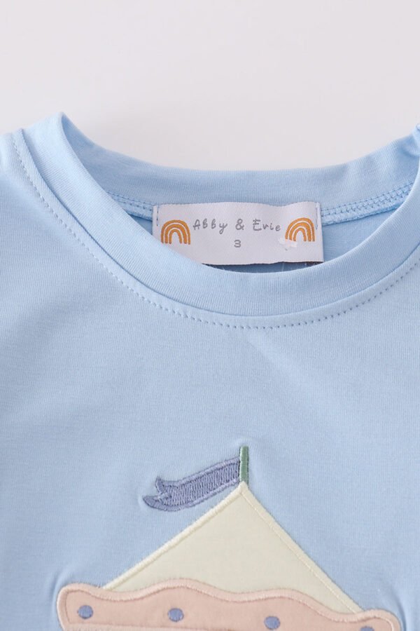 Blue carousel applique boy set - Image 2